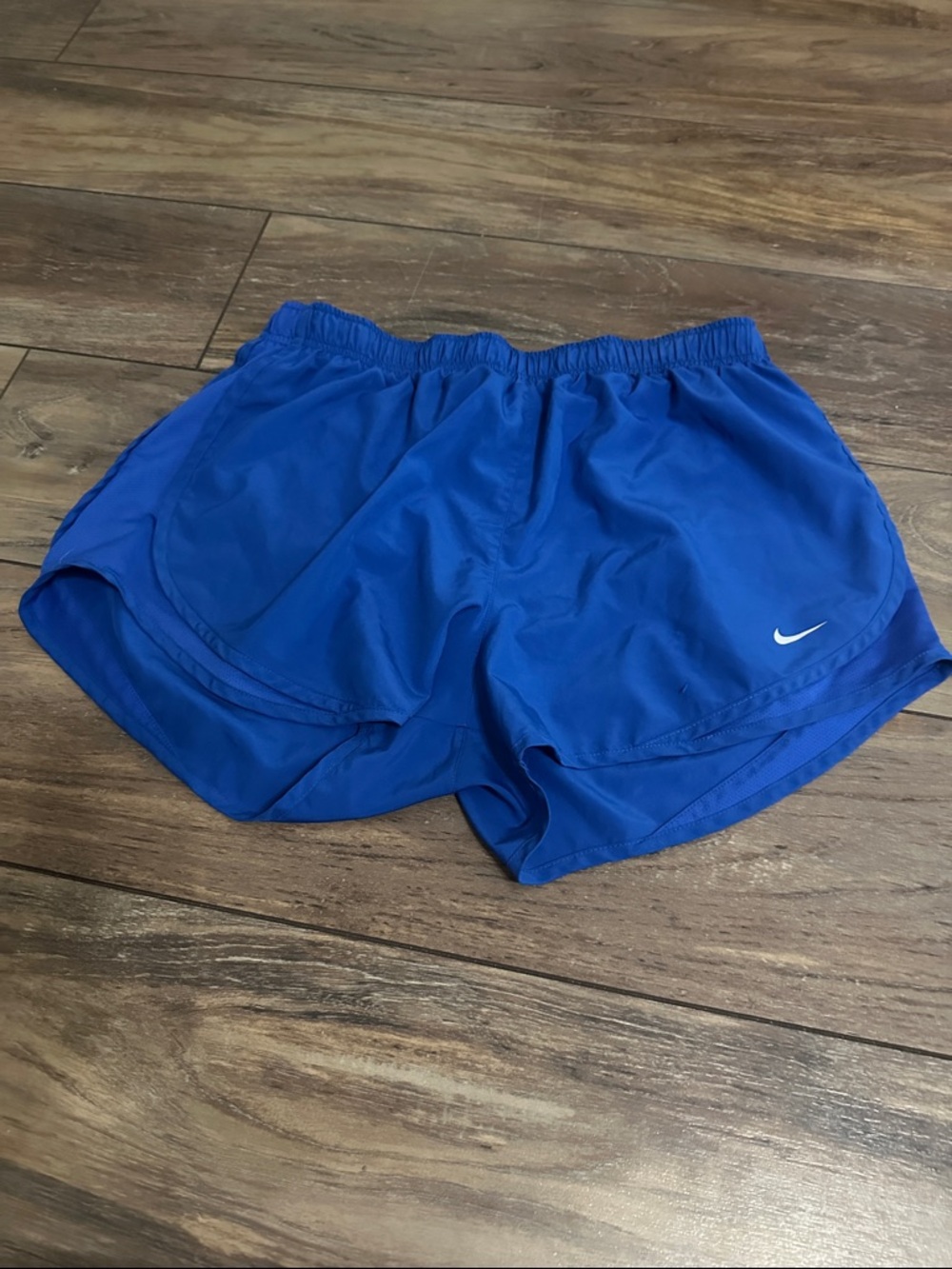Nike Bright Blue Athletic Shorts with White Swoosh